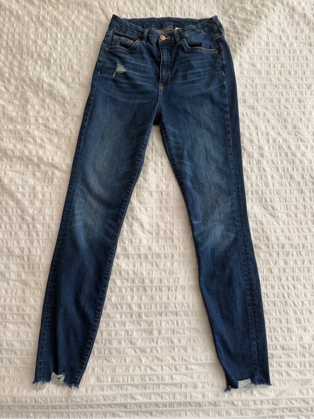 H&M &Denim Super Skinny High Waist Distressed Jeans Blue Size 27
